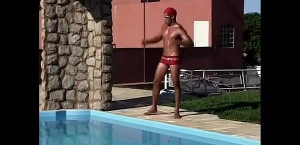  Tan arabian man with a fit body and a nice dick jerks himself off outdoors